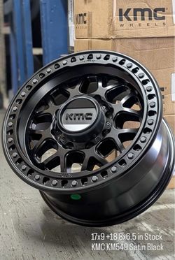 Satin Black 17x9 +18 Offset 8 Lug Brand New Kmc wheels