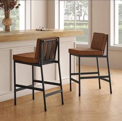 CM1005-set Of 4 Odelia Counter Stools, Kitchen Counter Height Stool Chair,Sturdy BIFMA-Certified Rust-Free Metal Frame, Removable Cush