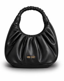 Nine West Black Ruched Shoulder Bag Mini Hobo Purse NWOT Y2K Chic