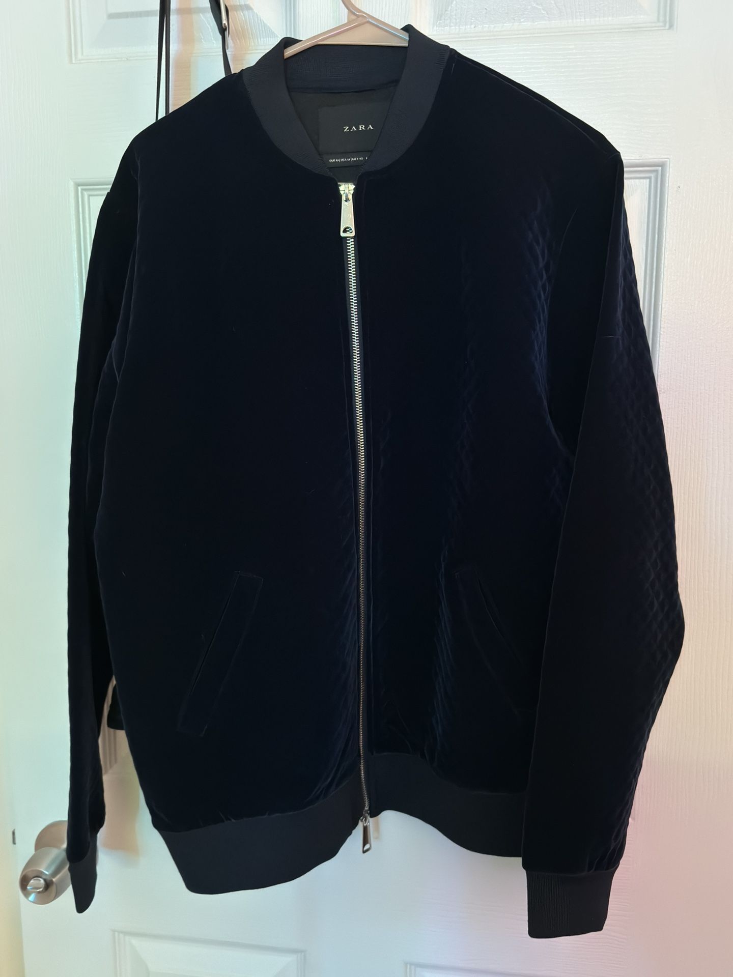 Zara Mens Navy Blue Velvet Jacket Mens