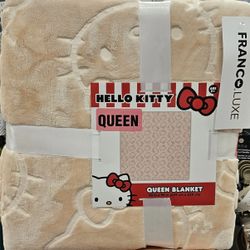 Queen Embossed Hello Kitty blanket light pink