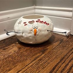 Snowman candle holder I love snow