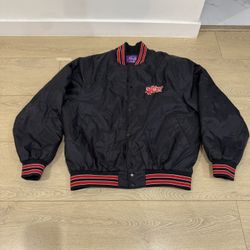 BADFRIEND Varsity Bomber Jacket Size LARGE Black Skateboarding RARE Logo Brand