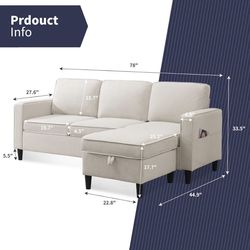 Sectional Sofa with Storage Ottoman - SF005 (We Have 2 Available  - Price is Per)
