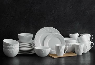 Mikasa White Textured Dinnerware Set - 40 Pieces