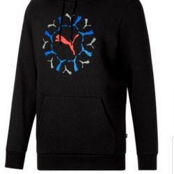 PUMA ESS+GRAPHIC 678069 MEN'S FLEECE PULLOVER THICK HOODIE SWEATER SIZE LARGE BLACK BRAND NEW WITH TAGS CHECK OUT THE REST OF MY OFFERS. 