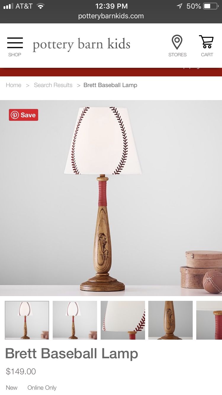 Pottery Barn Kids baseball lamp