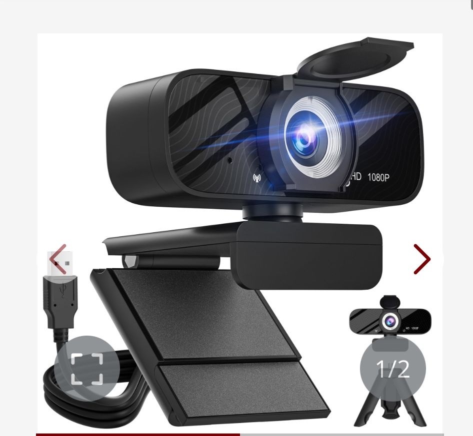 Gohero Full HD 1080P Video Webcam And Wide Angle Camera With Built-In Microphone And Rotatable Tripod,For Laptop Computer Or Desktop PC,Great For Live