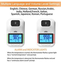 Wall Mounted Thermometer for Adults, Infrared Forehead Thermometer with Language and Alarm Volume Settings, Adjustable Non Contact Thermometer Sui Thumbnail