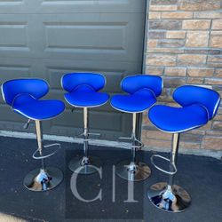 New 4 Blue Bar Stools 