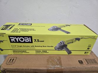 BRAND NEW Open Box Ryobi 7.5 Amp 4-1/2" Corded Angle Grinder with Rotating Handle
