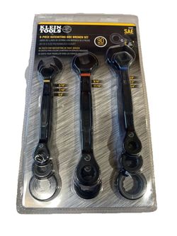 Klein Tools 69408G 90-Tooth Ratcheting Box Wrench Set, SAE, 8 Pc