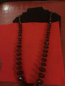 Amber color long necklace (New)