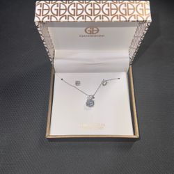 New Necklace/ear Rings Cubic Zirconia Sterling Silver 