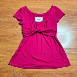 Vintage Y2K Abercrombie & Fitch Pink Tie Back Babydoll Grail Top