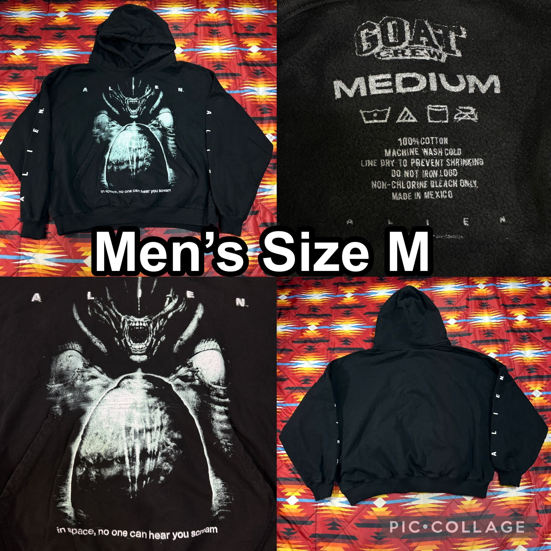 GOAT Crew Alien The Movie Black Heavyweight Hoodie Men Size Medium Culture Kings