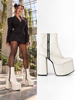 Naked Wolfe White Platform Ankle Boots