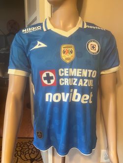 Cruz Azul Home Soccer Jersey Champions patches. Size  S, M, L, XL, 2XL.