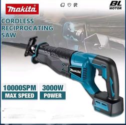 CLEARANCE SALE. NEW MAKITA RECIPROCATING SAW , 18V, 0-10000 STROKES P/MIN,  BRUSH LESS MOTOR,  3000 W,  1 1/4" STROKE. INDUSTRIAL USE. QUICK RELEASE. 