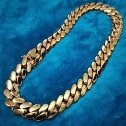 20mm Miami Cuban Link Gold Plated Chain Necklace 18k & 14k Crab Old School Regular Lock