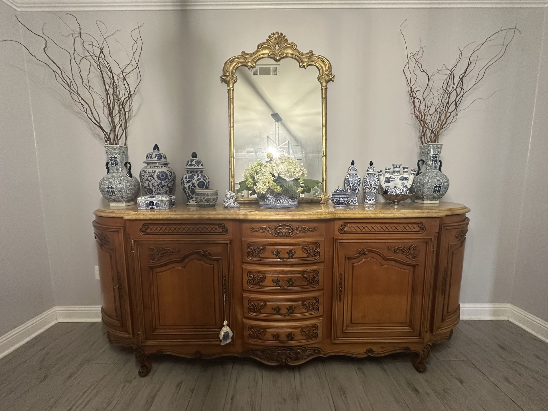 King Louis XIV Sideboard With Marble Top
