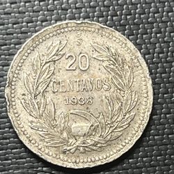 1938 Twenty  Centavos Coin 