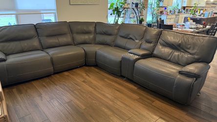 Gray power reclining sofa couch
