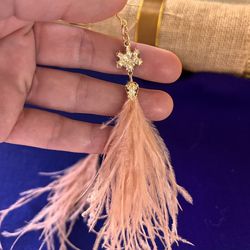 Bohemian handmade long  feather dangle earrings