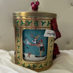 Disney Popcorn Bucket - Christmas 2023 - Gold Musical Tin