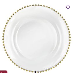 Gold beaded glass charger Plates
