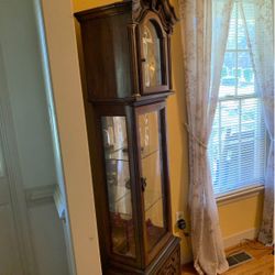 Grandfather clock/ Curio/ lighted/ beautiful piece