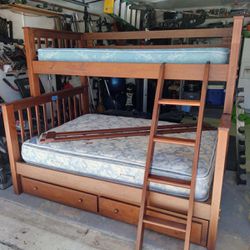 Real Wood Bunk Bed Set With Mattresses