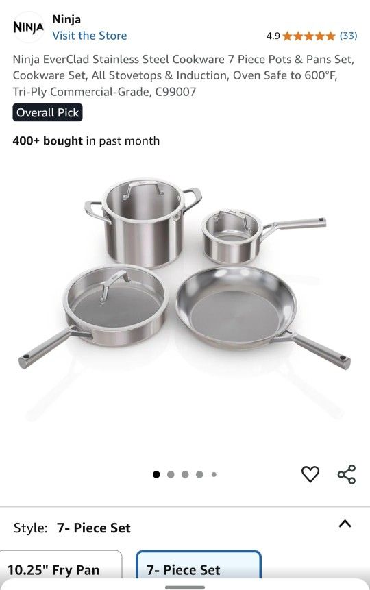 New In Box NINJA COMMERCIAL GRADE STAINLESS STEEL 7 PC SET