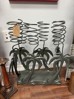 Super Unique Handmade Metal Palm Tree Wine Rack – Holds 6 Bottles – Heavy - Coastal Palms Tropical
