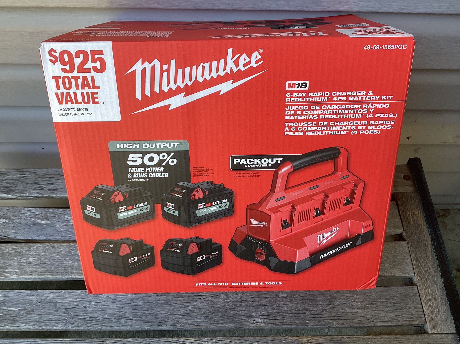 Milwaukee M18 PACKOUT 6- Port Rapid Charger With (2) 5.0Ah Batteries and (2) 6.0Ah HIGH OUTPUT Batteries. Brand NEW. NUEVO.