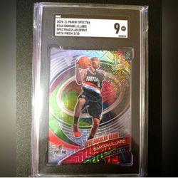Damian lillard meta prizm card /25 spectra basketball 2020-21 graded sgc 9