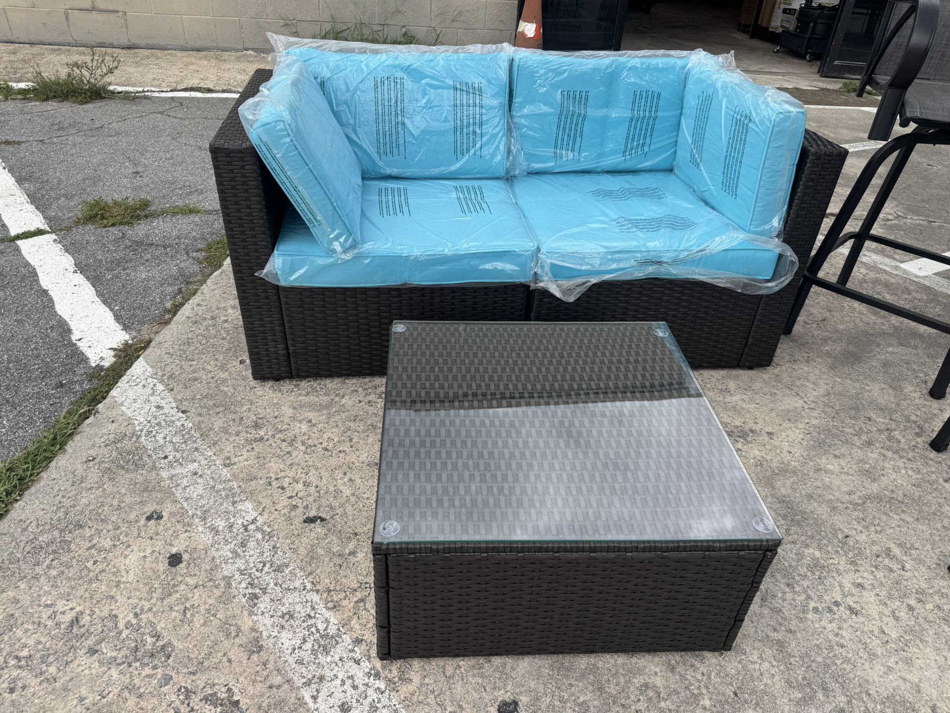 Outdoor Loveseat With Table