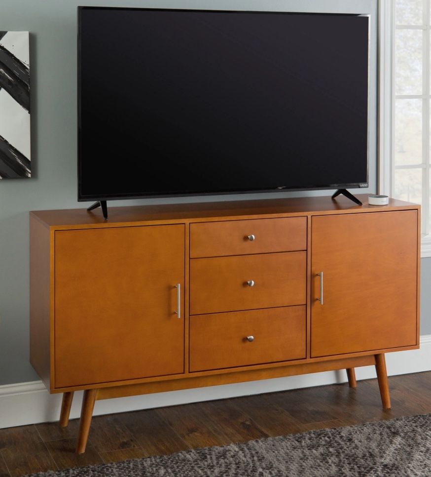 FREE Walker Edison Larsen 60" 2-door TV Console for TVs up to 66" in Color Acorn