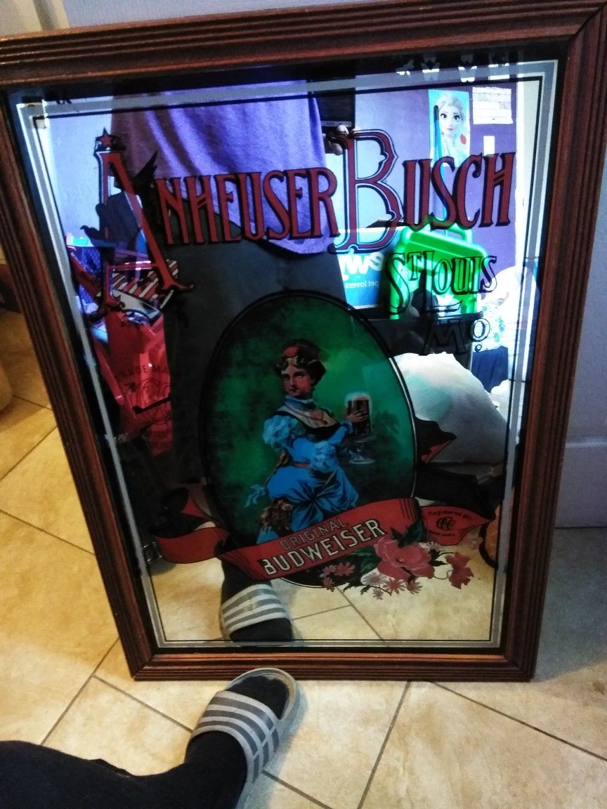 Vintage 50's Anheuser-Busch Mirror Beer Sign