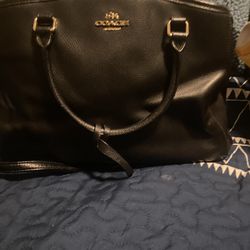 Black  Leather Like Coach Purse
