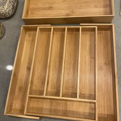 Bamboo Expandable Drawer Organizer Plus Single Bamboo Box For Larger Items