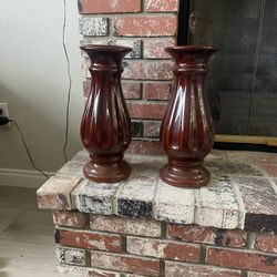 Candle Holder- Set Of 2 Large Brown