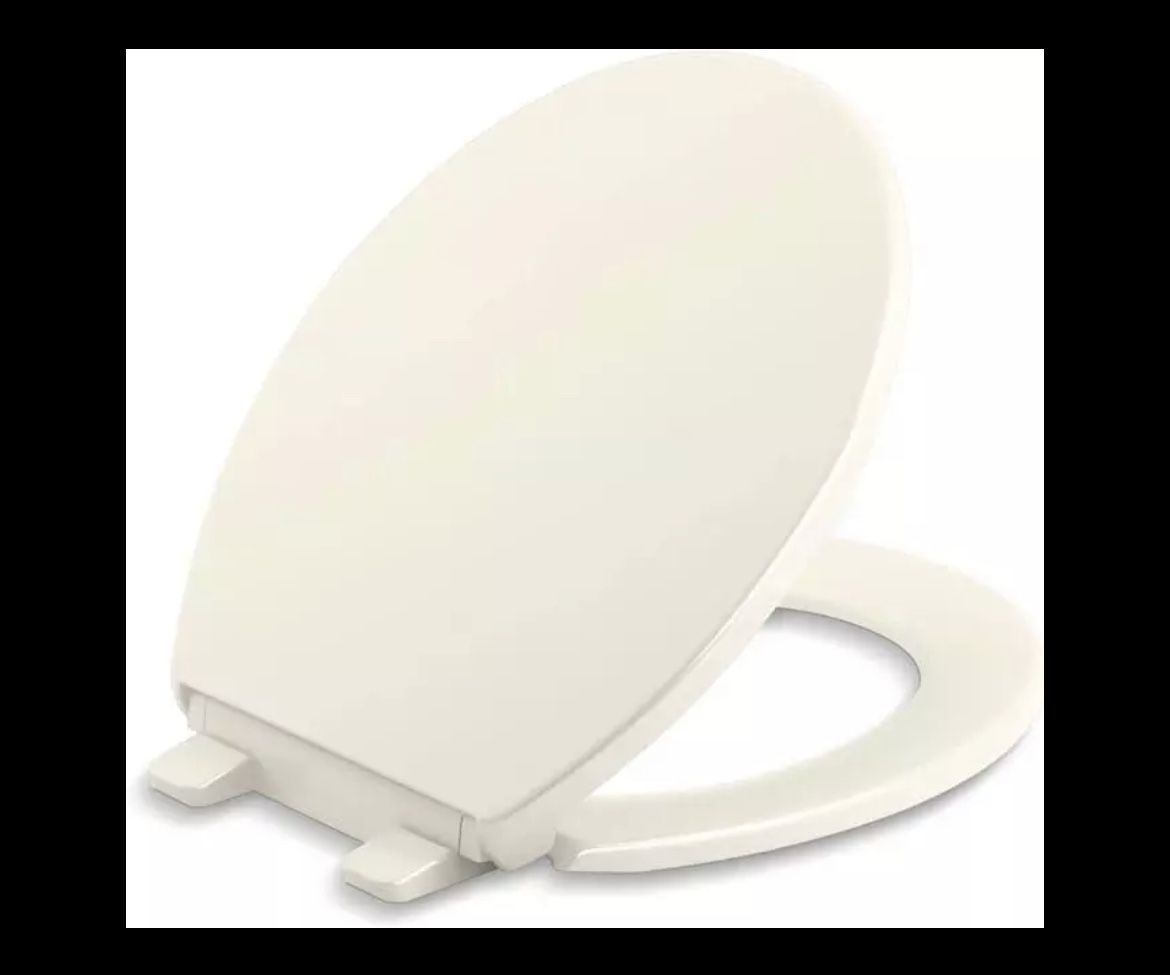 Kohler K-20111-96 Brevia Round Toilet Seat with Grip-Tight Bumpers, Quiet-Close Seat, Quick-Attach H