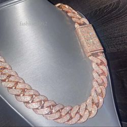 Rose Gold Diamond Cuban Link Chain ( Read Description) 