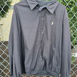 Vintage Polo Ralph Lauren Bi-Swing Jacket Mens Xl Black Full Zip Windbreaker