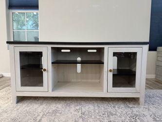 TV Stand with Glass Door Cabinets