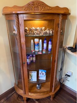 Display curio cabinet wood