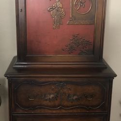 Antique Cabinet Secretary/Desk Oriental Design
