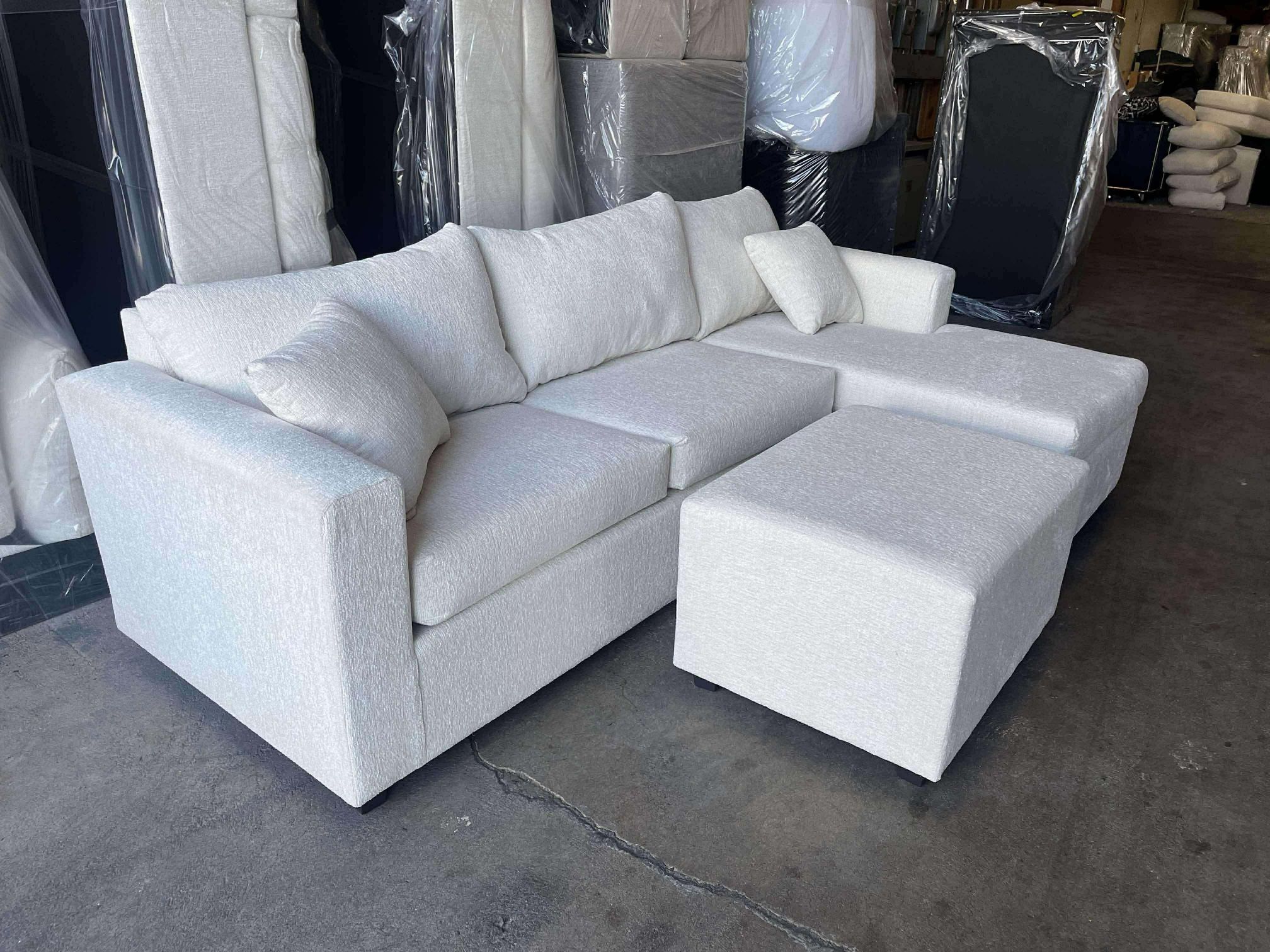 Brand New Cream Sectionals With Free Ottoman