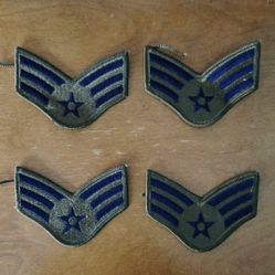 MILITARY PATCH SEW ON USA  AIR FORCE RANK SENIOR AIRMAN BLUE 234 LOT OF  4